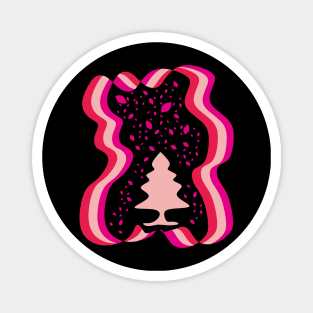 Evergreen Tree Illustration Pink Magnet